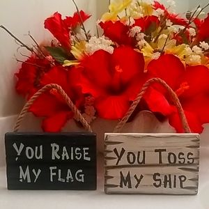 Wooden Coastal Themed Hanging Signs - Set of 2
